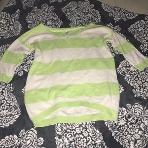 Soft and comfortable green &white stripped sweater